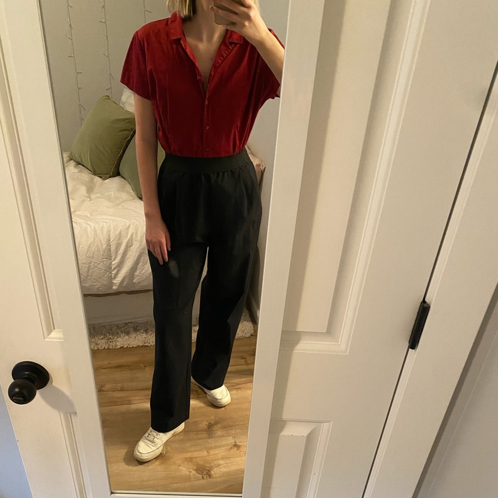 Red button up shirt